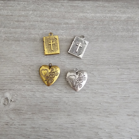 0022 Silver Toned and Gold Toned Locket Charms- 26 pieces - Picture 2 of 4